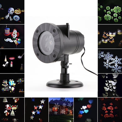 12 Patterns Christmas Laser Snowflake Projector Outdoor LED Waterproof