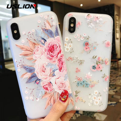 USLION Flower Silicon Phone Case For iPhone 7 8 Plus XS Max XR